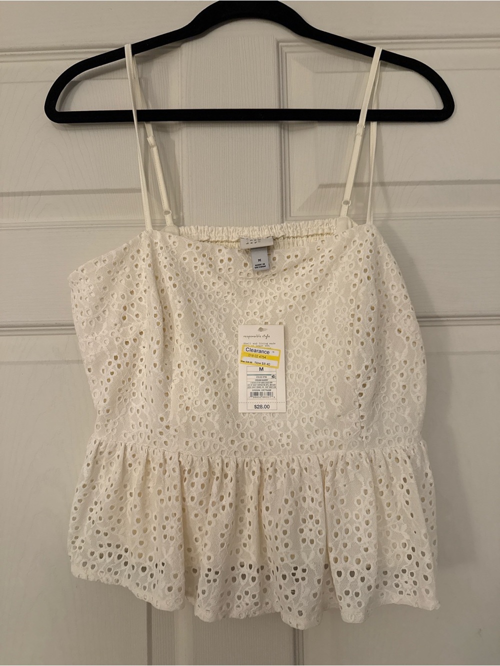A New Day White Eyelet Peplum Tank Top - Medium (Matching Skirt also available )